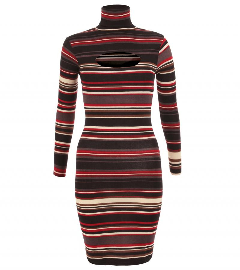 Red and Black Fine Knit Jumper Dress