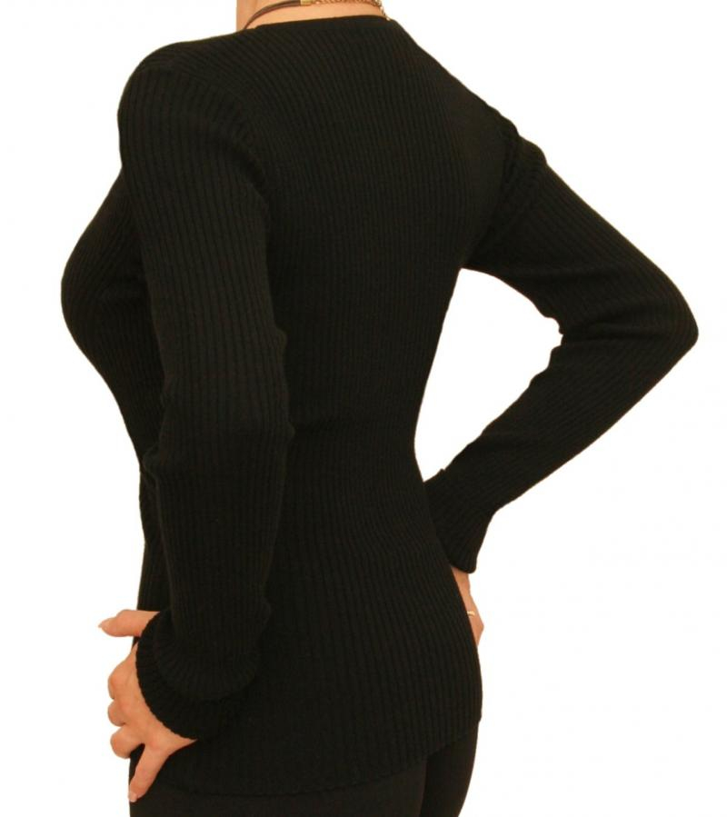 Black Ribbed Scoop Neck Jumper