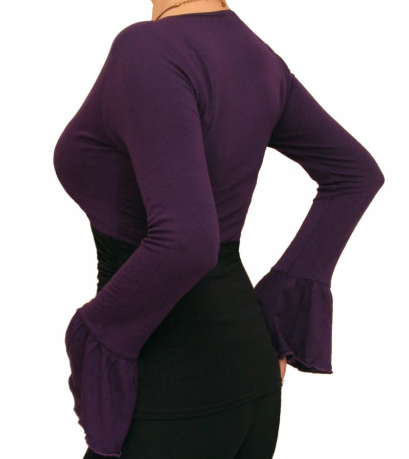 Purple V Neck Bell Sleeve Top