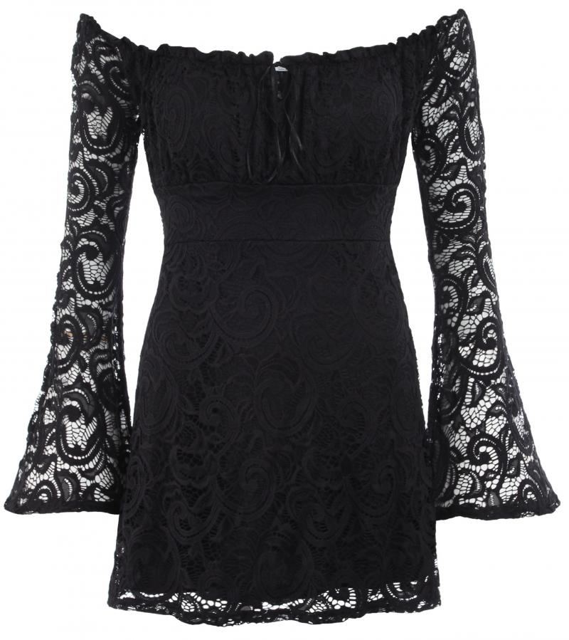 Black Crochet Lace off the Shoulder Top