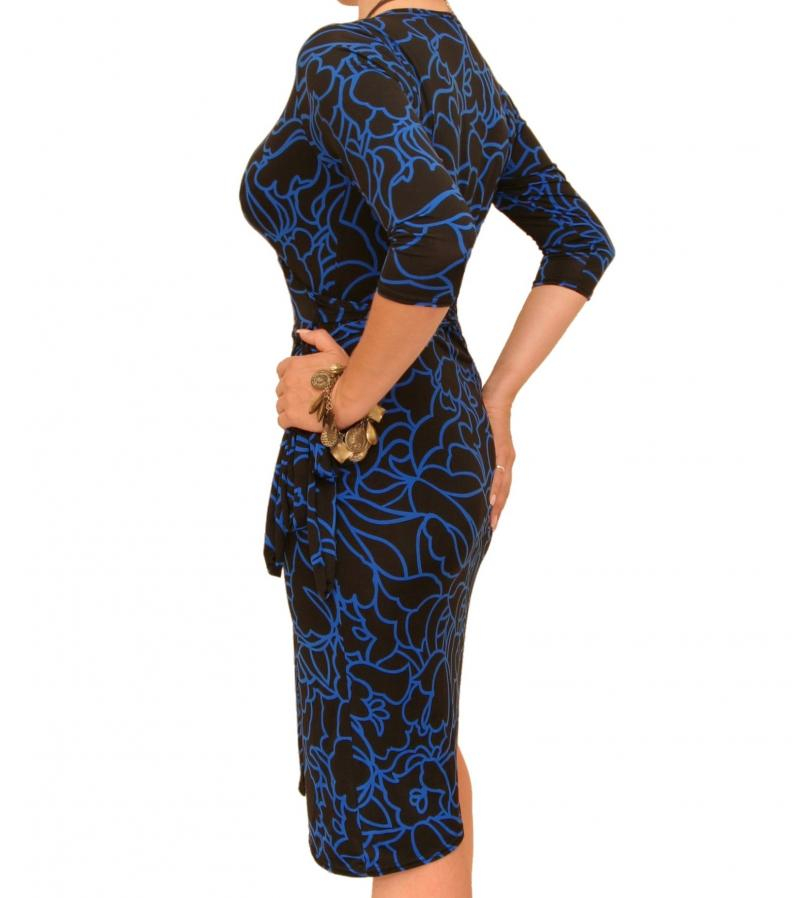 Blue Squiggle Print Wrap Dress