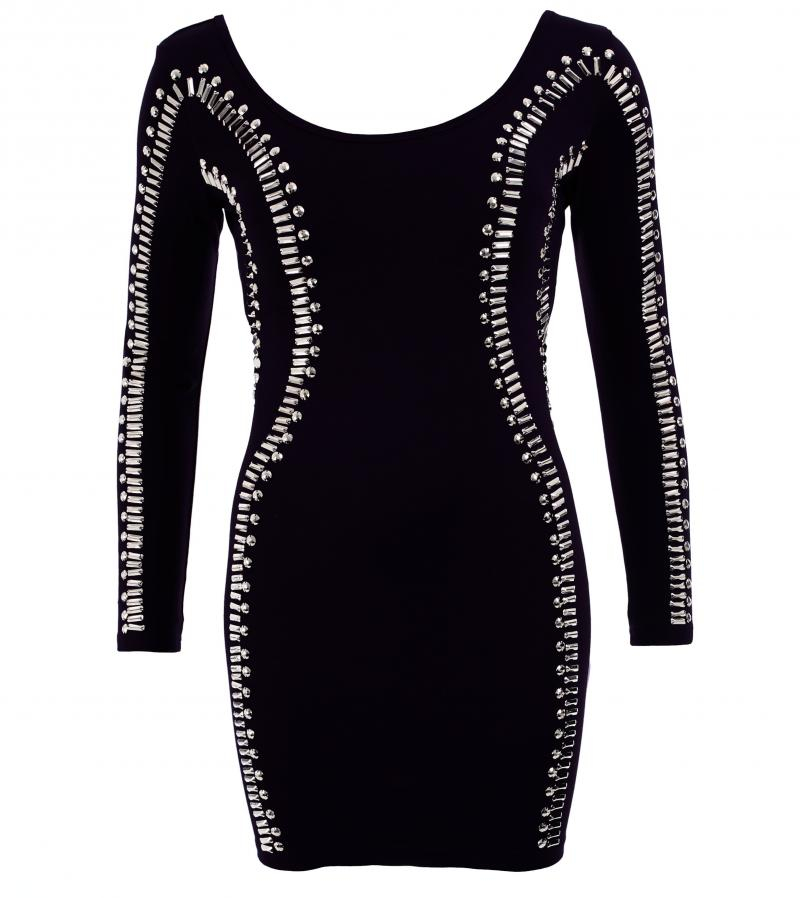 Black Silver Beaded Mini Dress/Top