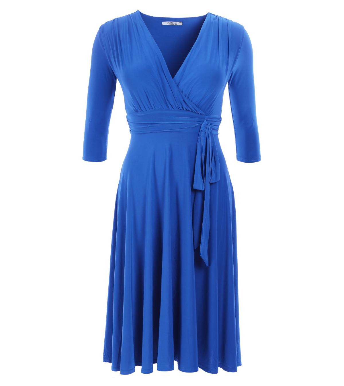 Royal Blue Fit & Flare Tie Detail Dress