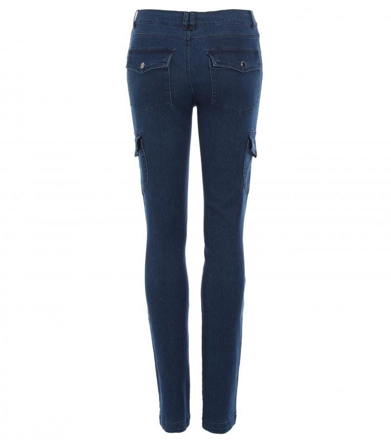 Denim Blue Skinny Combat Stretchy Trousers