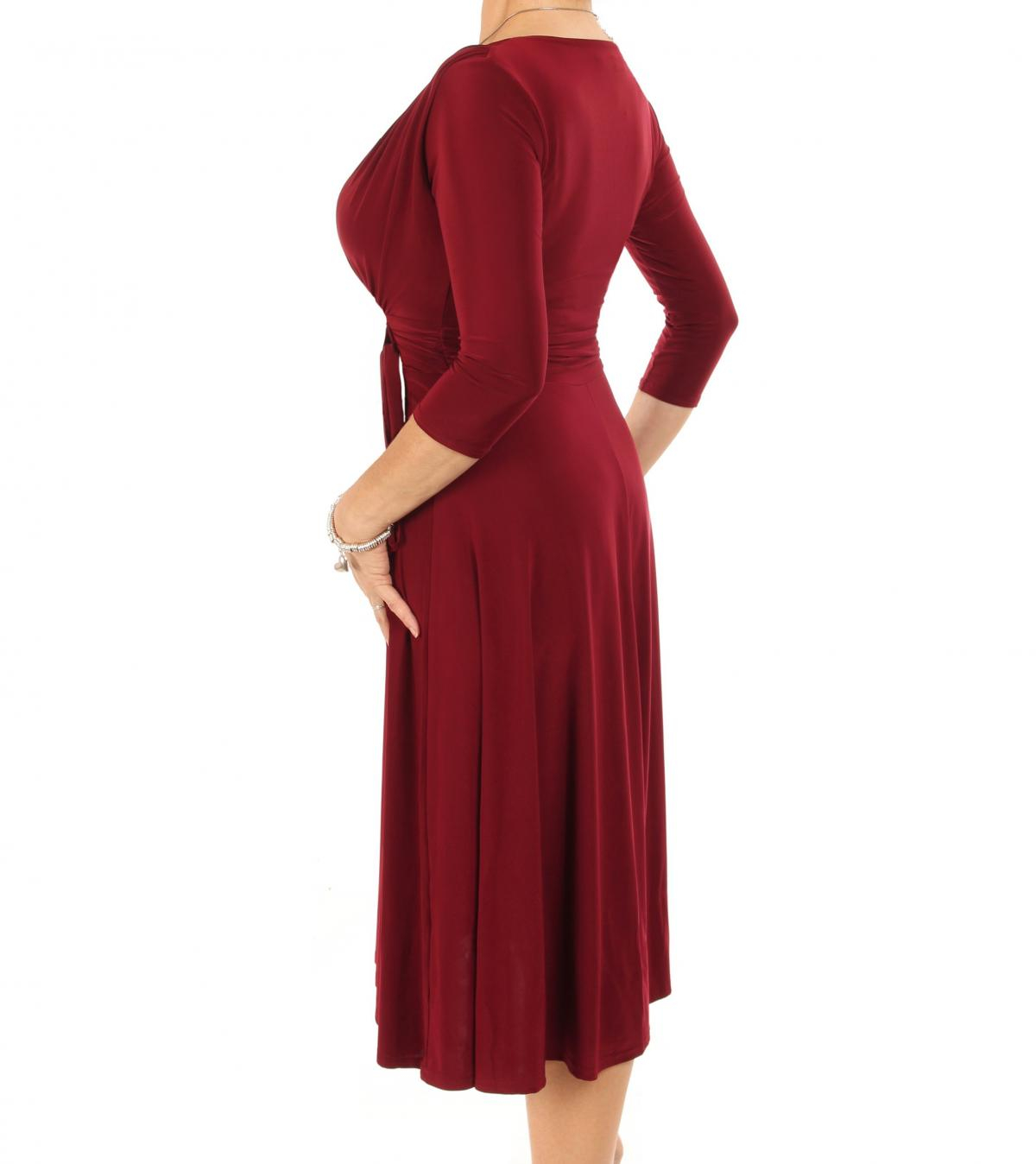 Wine Fit & Flare Tie Detail Dress