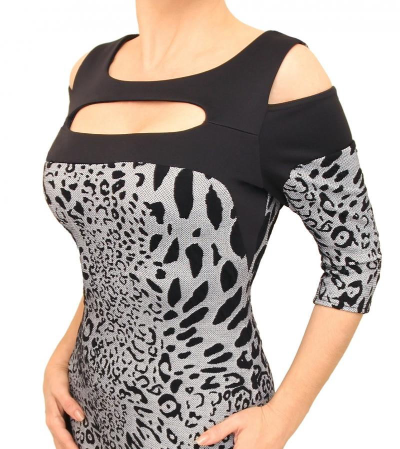 Animal Print Cold Shoulder Top