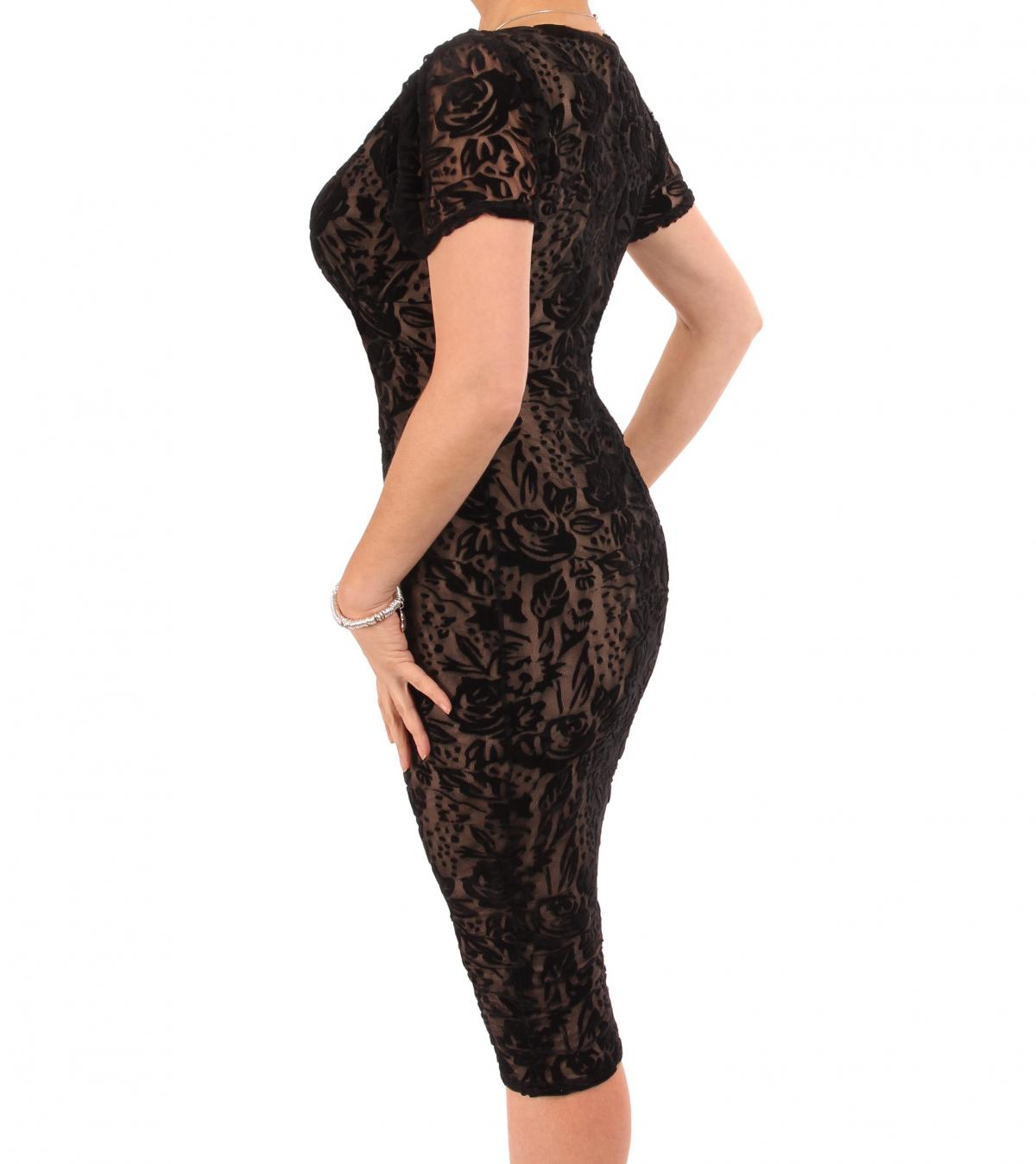 Black Burnout Velour Dress