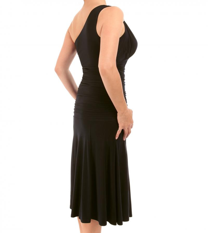 Black Crystal Diamante One Shoulder Cocktail Dress
