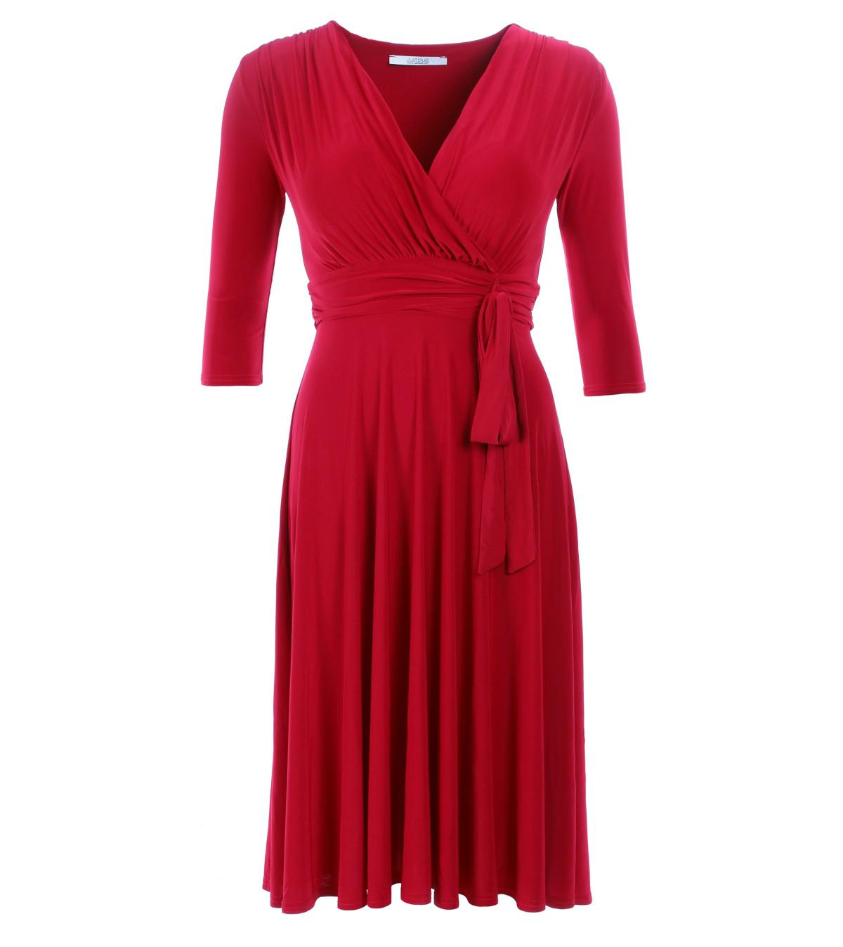 Red Fit & Flare Tie Detail Dress