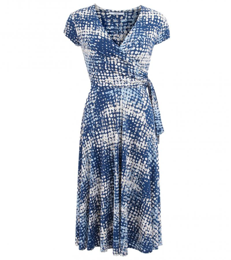 Blue Printed Fit and Flare Dress