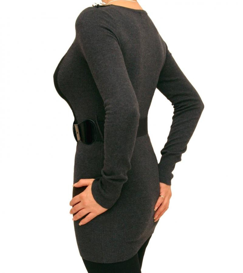 Grey and Black Scoop Neck Jumper