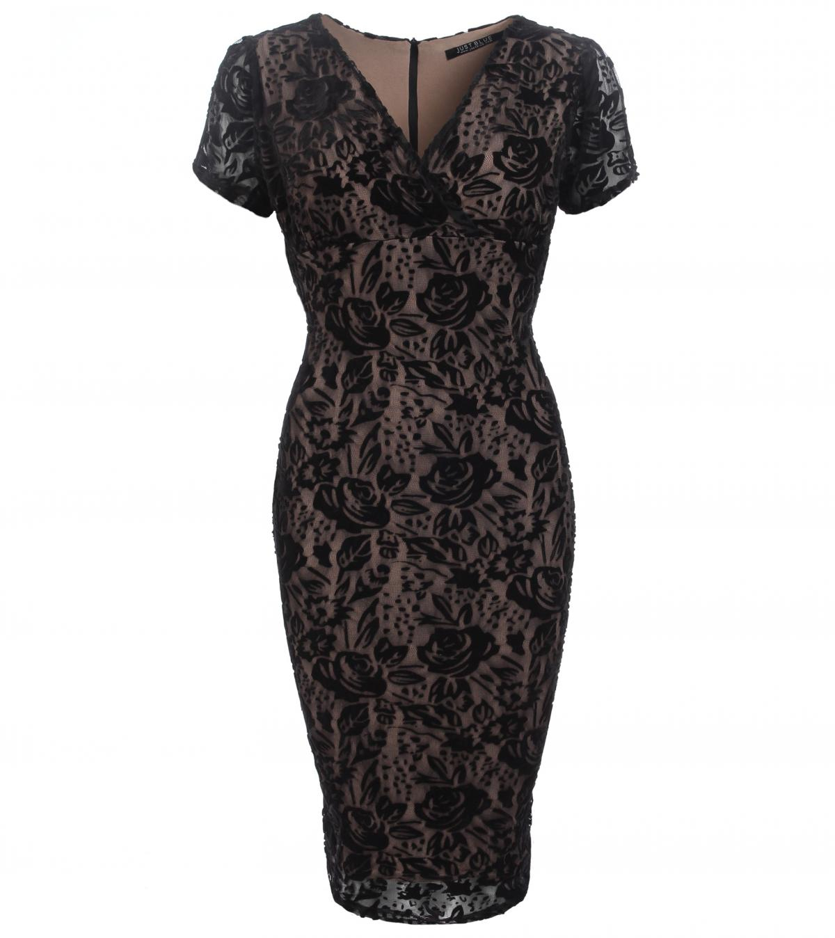 Black Burnout Velour Dress