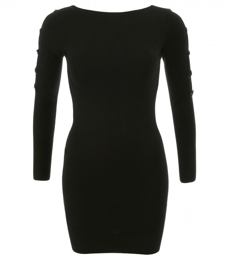 Black Cut Out Bow Detail Tunic Jumper