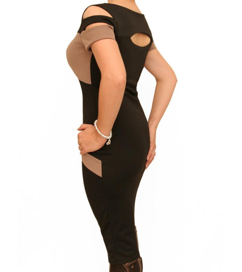 Mocha and Black Slashed Front Dress