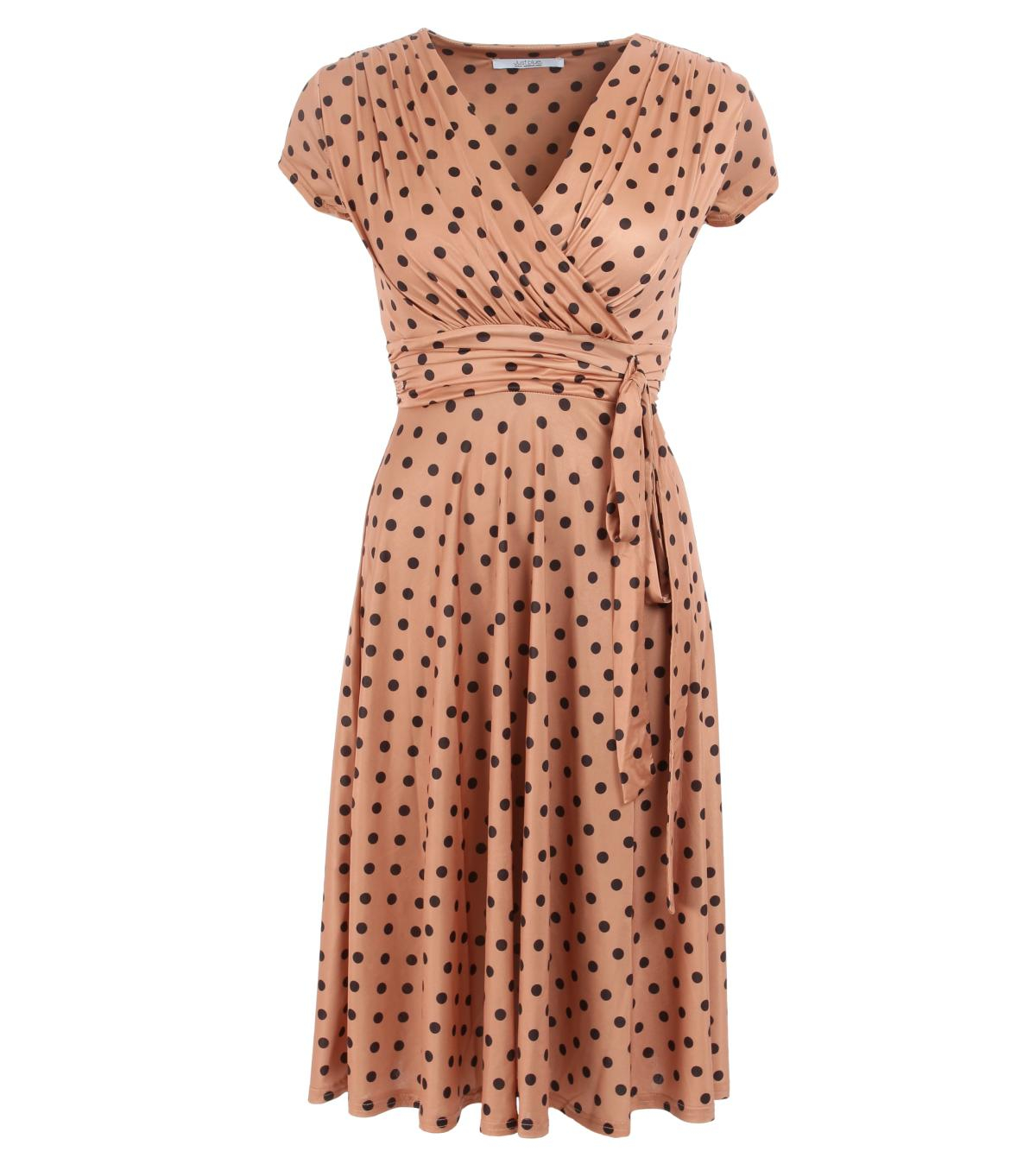 Mocha Polka Dot Fit & Flare Dress