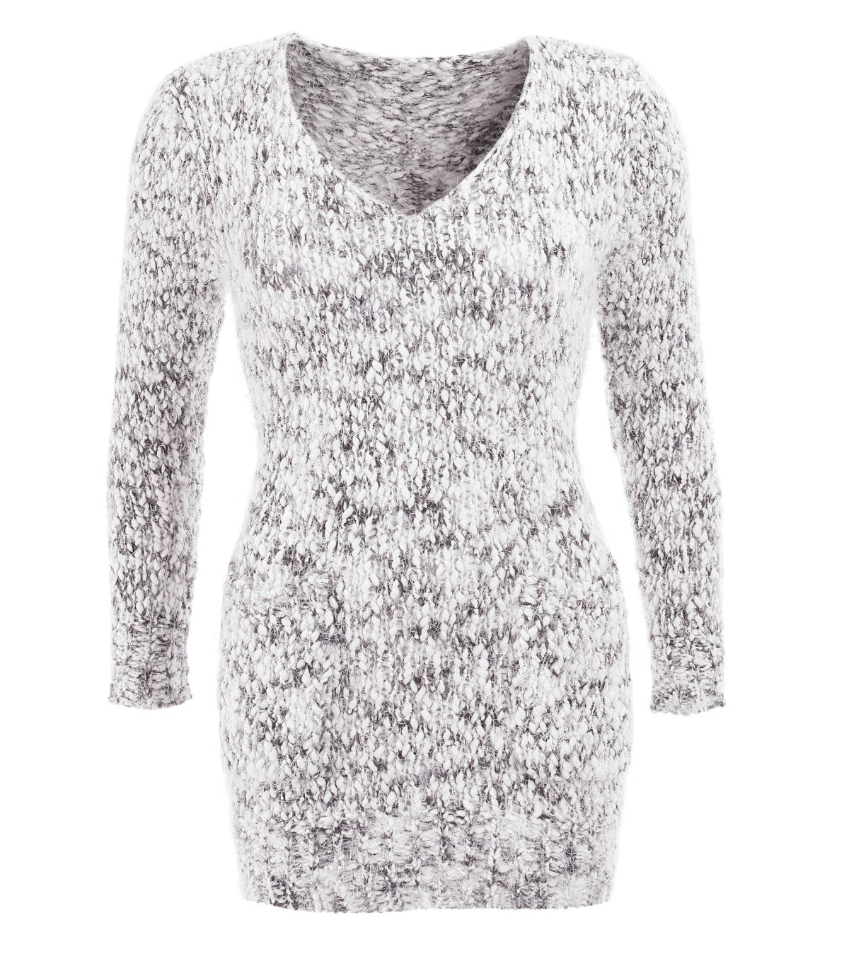 Grey and Ivory Marl Chunky Knit Jumper