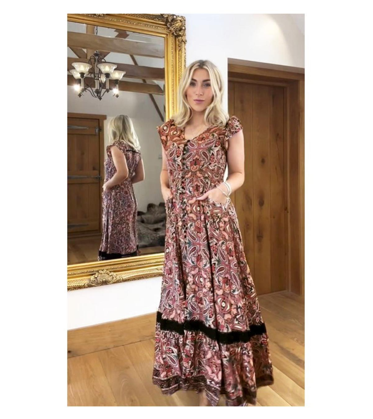 Paisley Print Button Through Maxi Dress