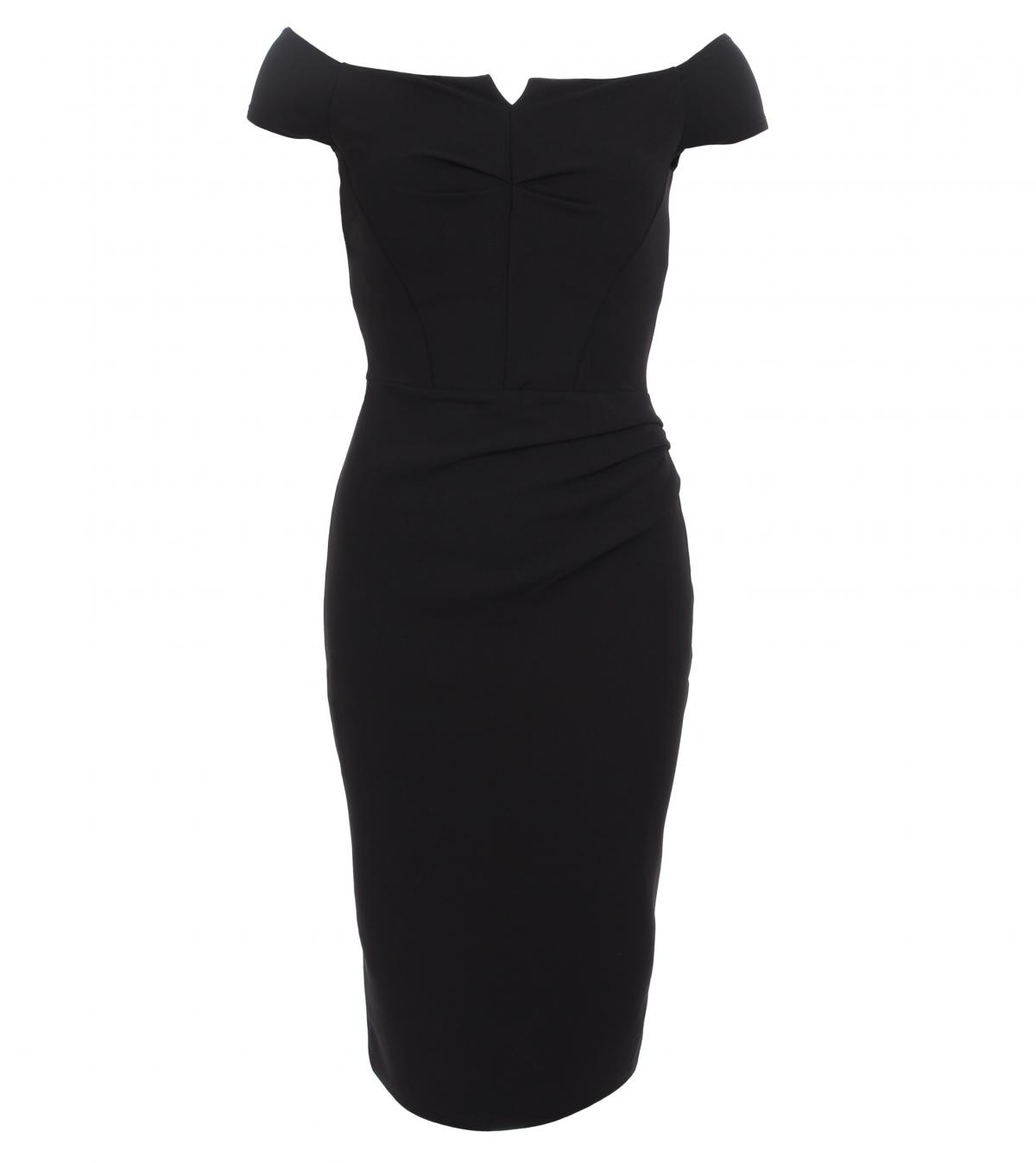 Black Bardot Style Notch Dress