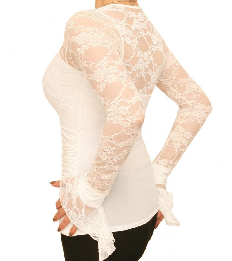 Ivory Lace Bell Cuff Clingy Top