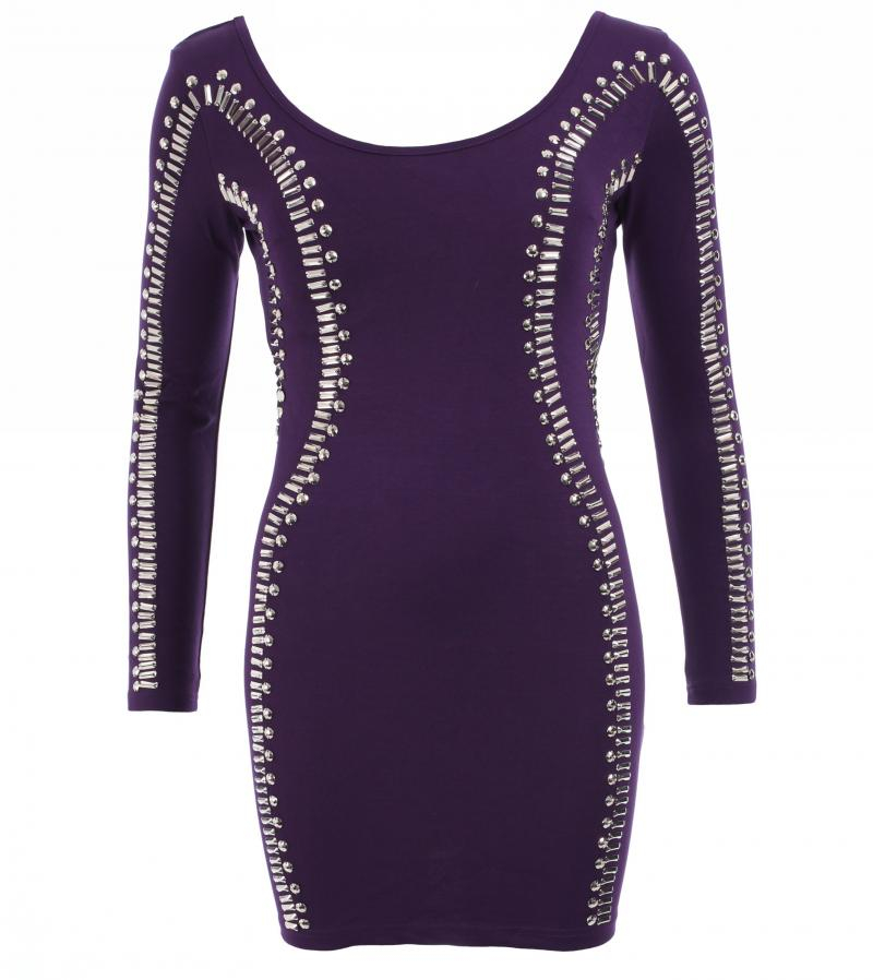 Purple Silver Beaded Mini Dress/Top