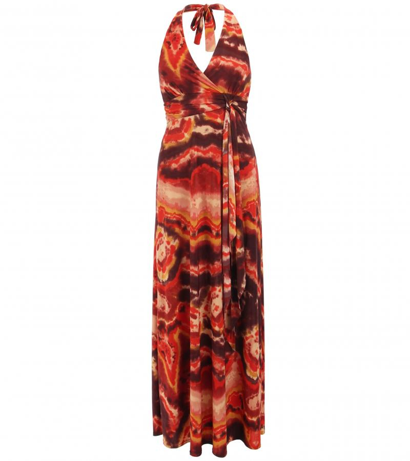Orange and Brown Tie Dye Maxi Dress
