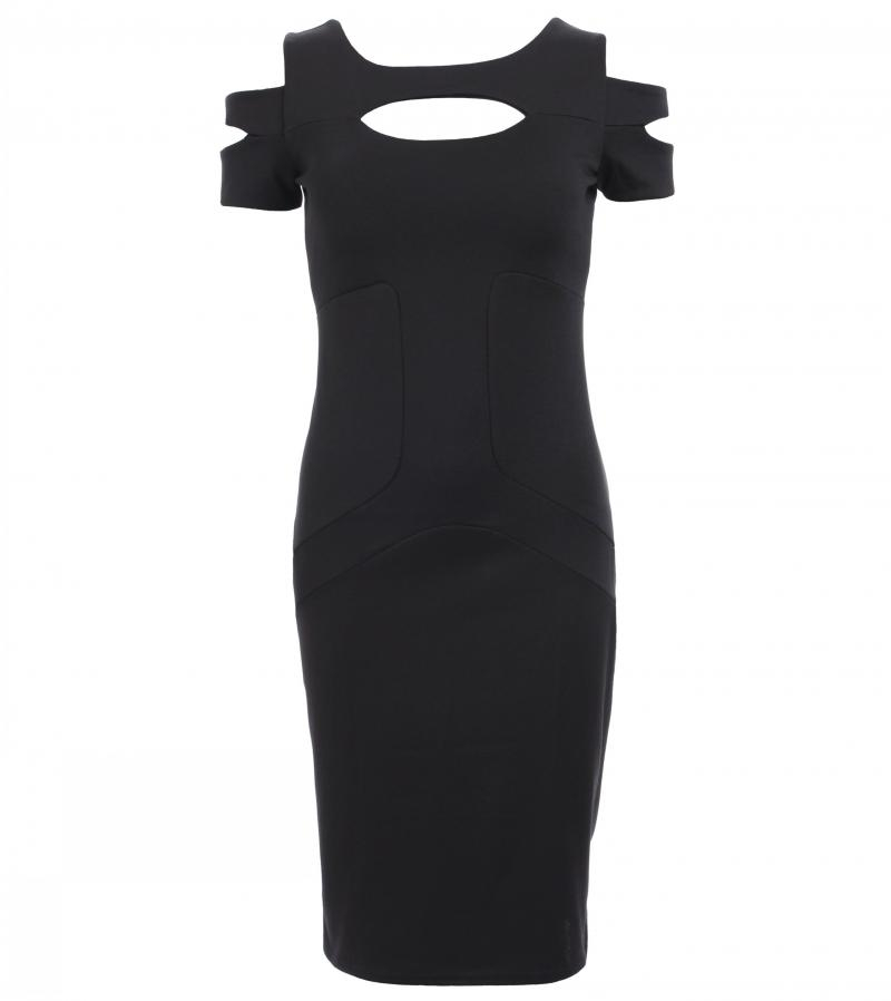 Black Slashed Front Dress