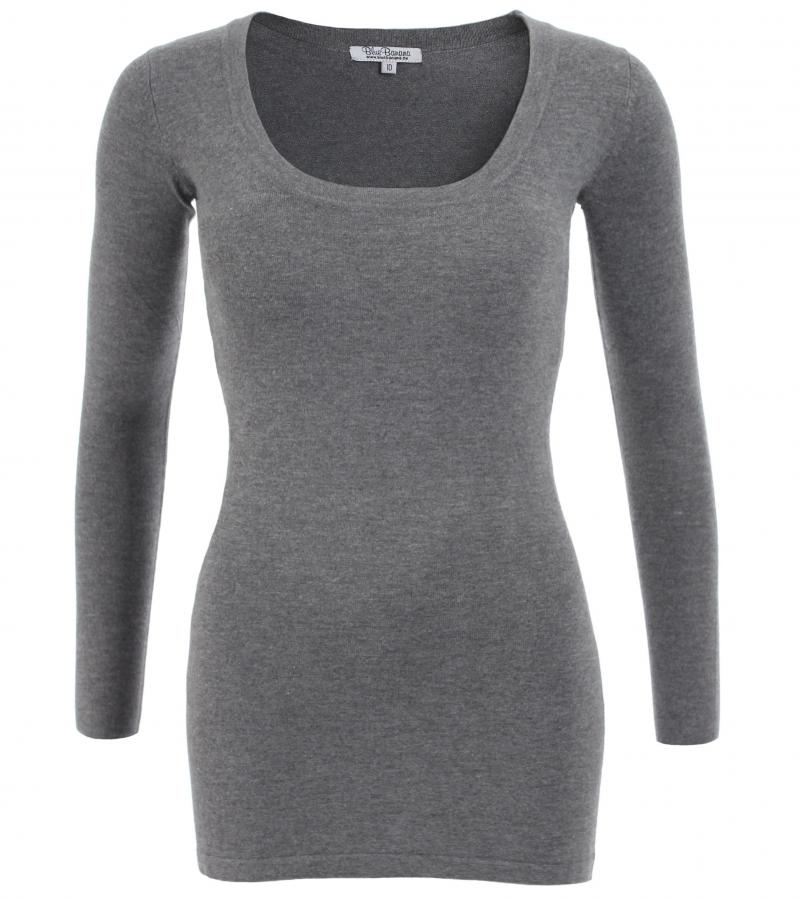 Grey Scoop Neck Jumper