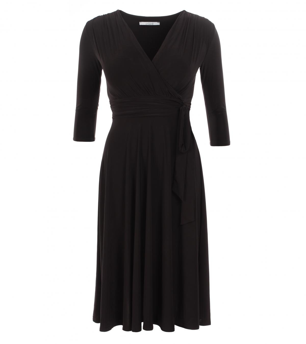 Black Fit & Flare Tie Detail Dress