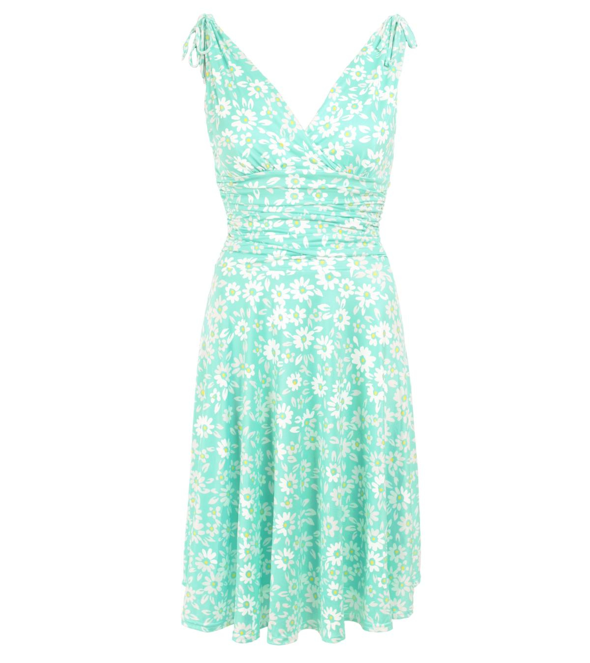 Green Floral Print Fit & Flare Dress