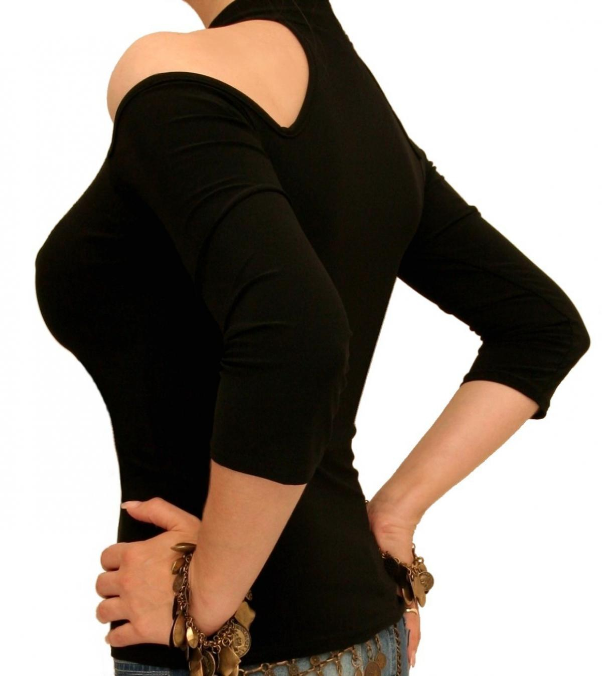 Black Cold Shoulder Choker Top