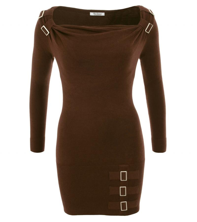Brown off the Shoulder Buckle Jumper
