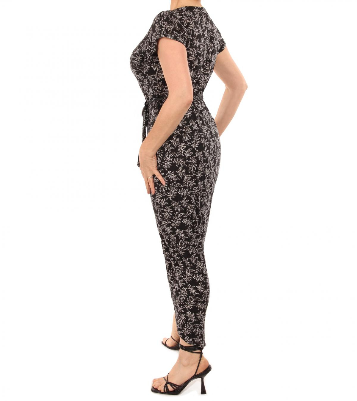 Black and White Ditsy Print Midi Dress