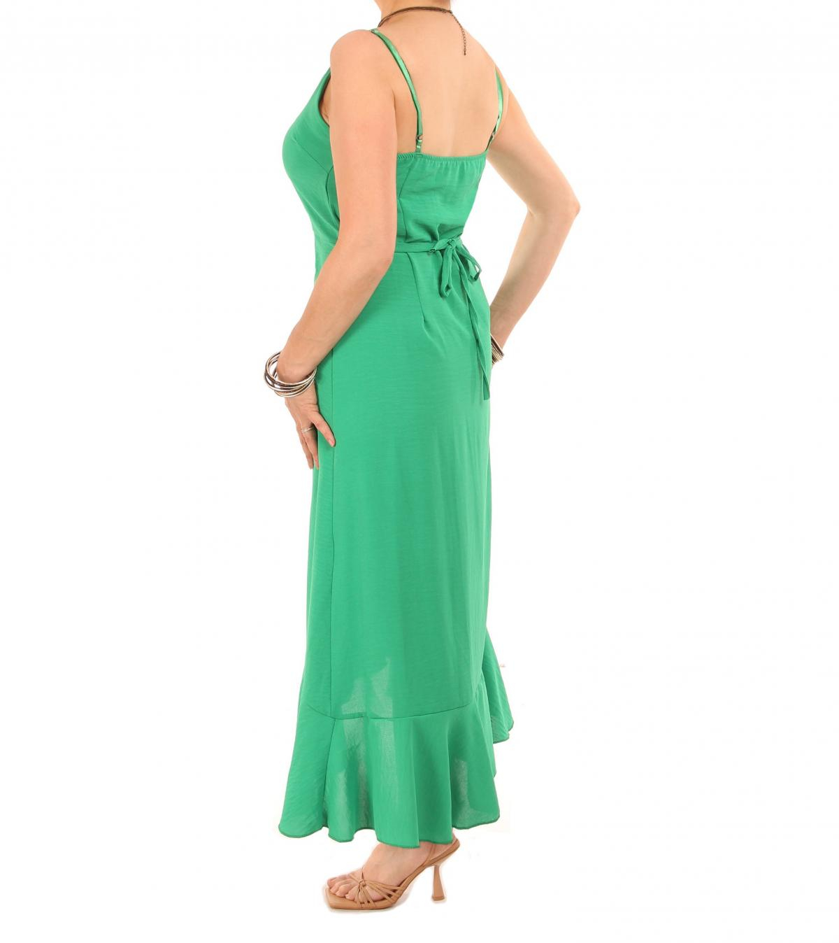 Green Button Through Dip Hem Dress