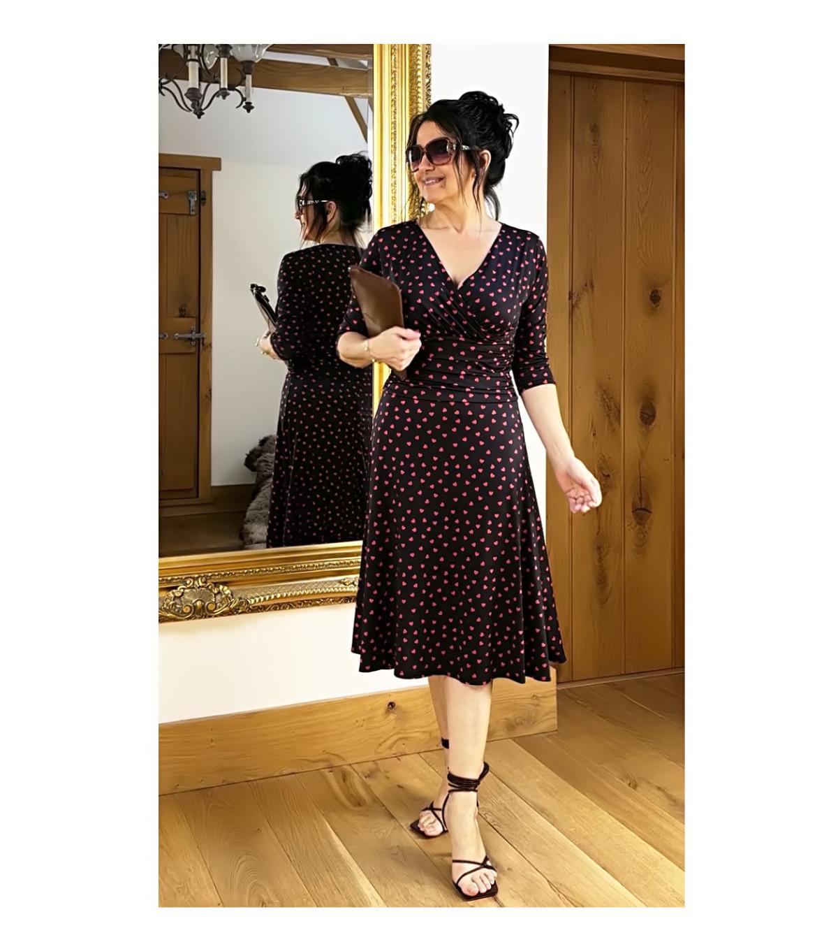 Black and Red Hearts Fit & Flare Dress