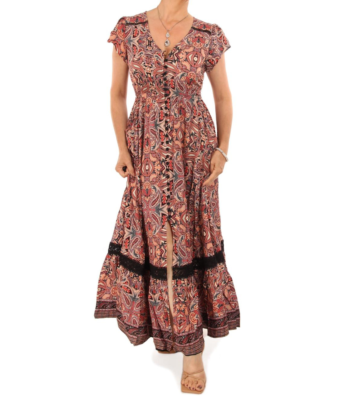 Paisley Print Button Through Maxi Dress