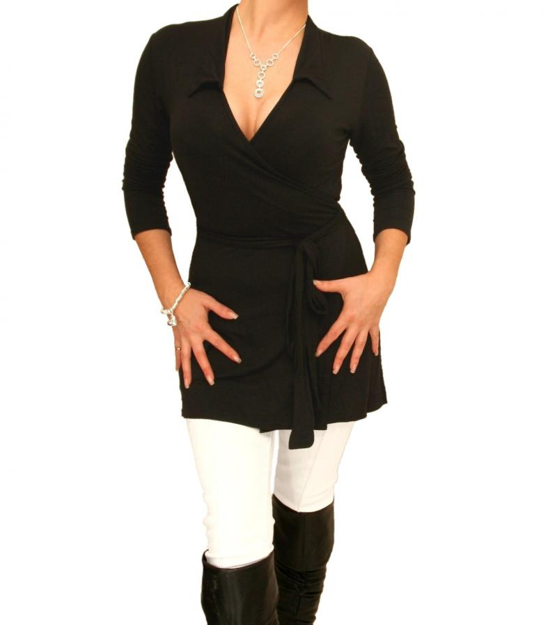 Black Tunic Wrap Top