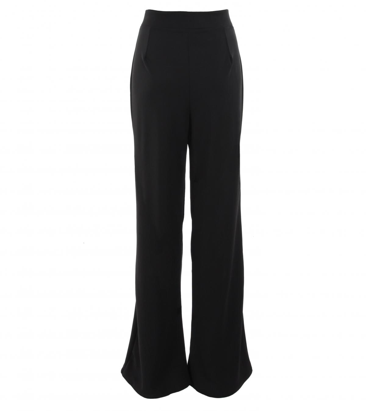 Black High Waisted Wide Leg Stretchy  Trousers