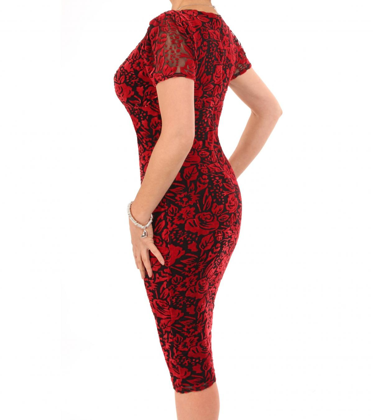 Red Burnout Velour Dress