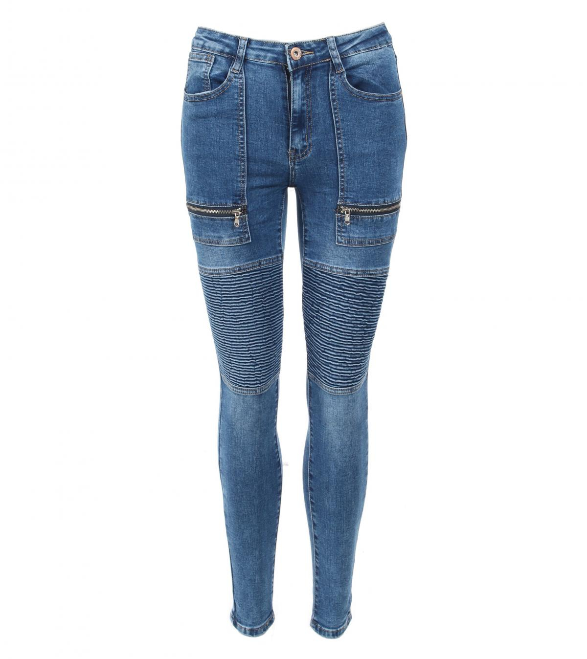 Denim Biker Style Super-Skinny Jeans
