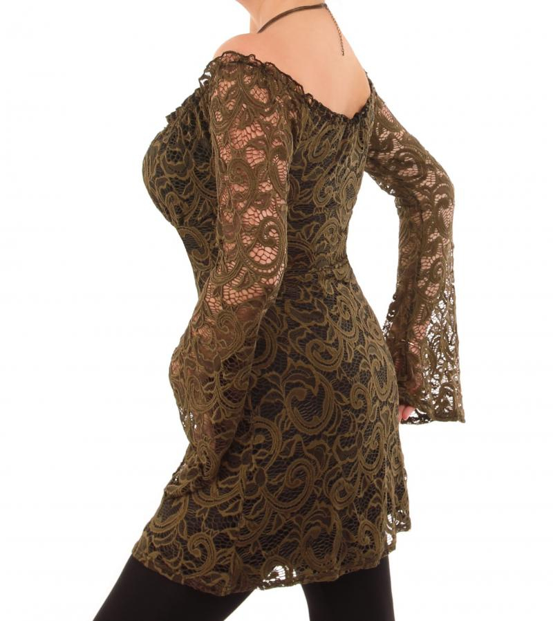 Khaki Crochet Lace off the Shoulder Top