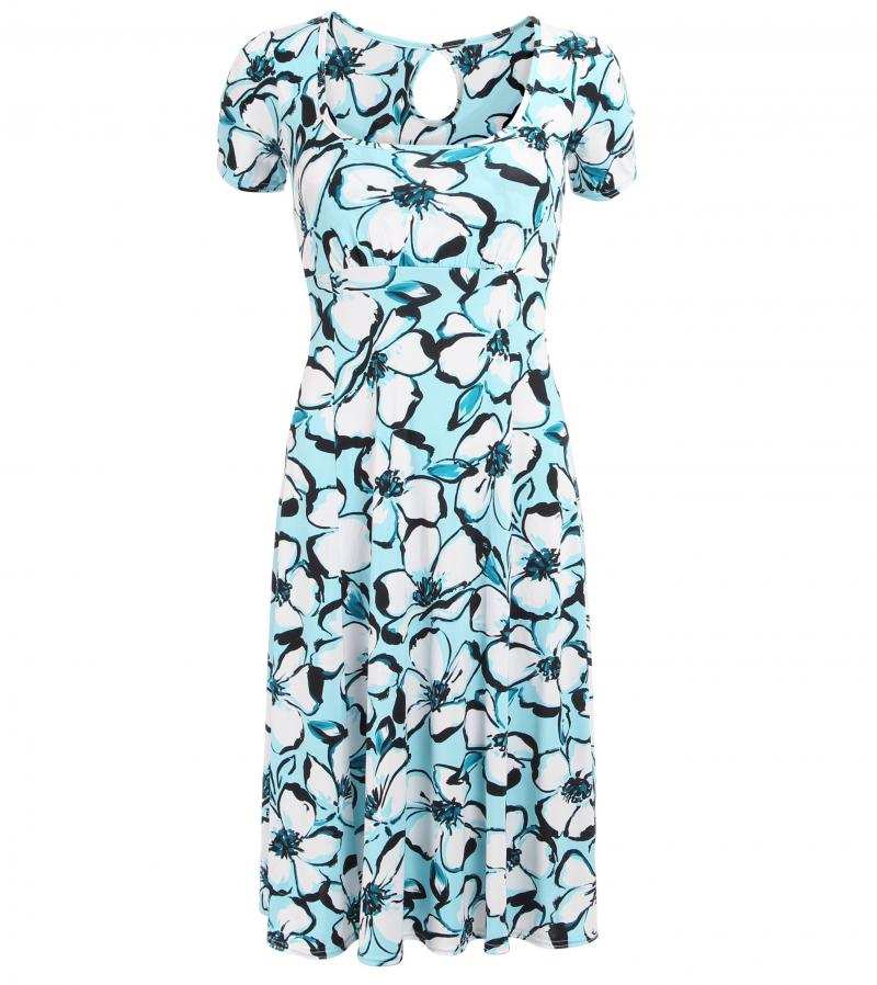 Blue and White Floral Tea Dress