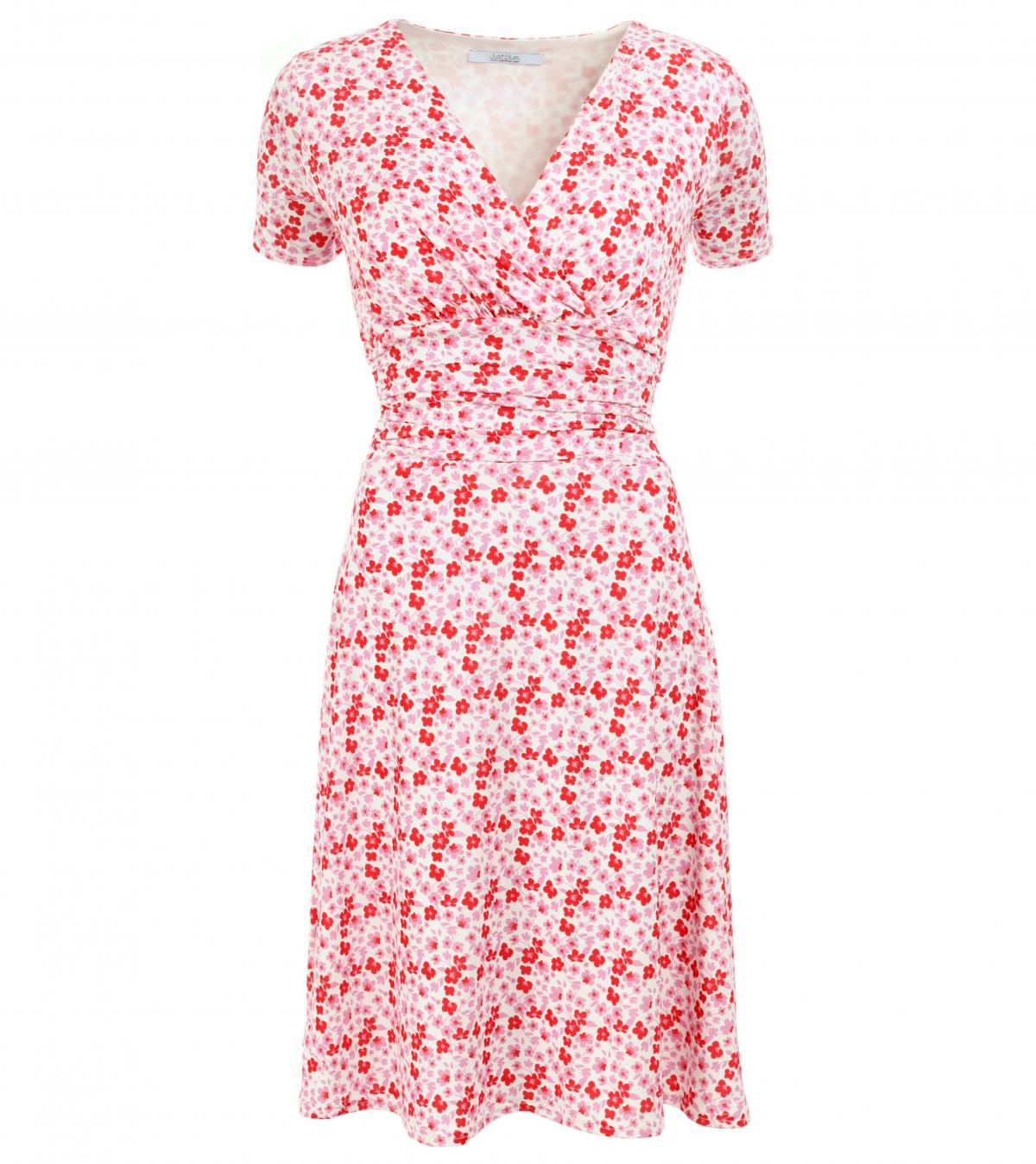 Red and Pink Floral Fit and Flare Dress