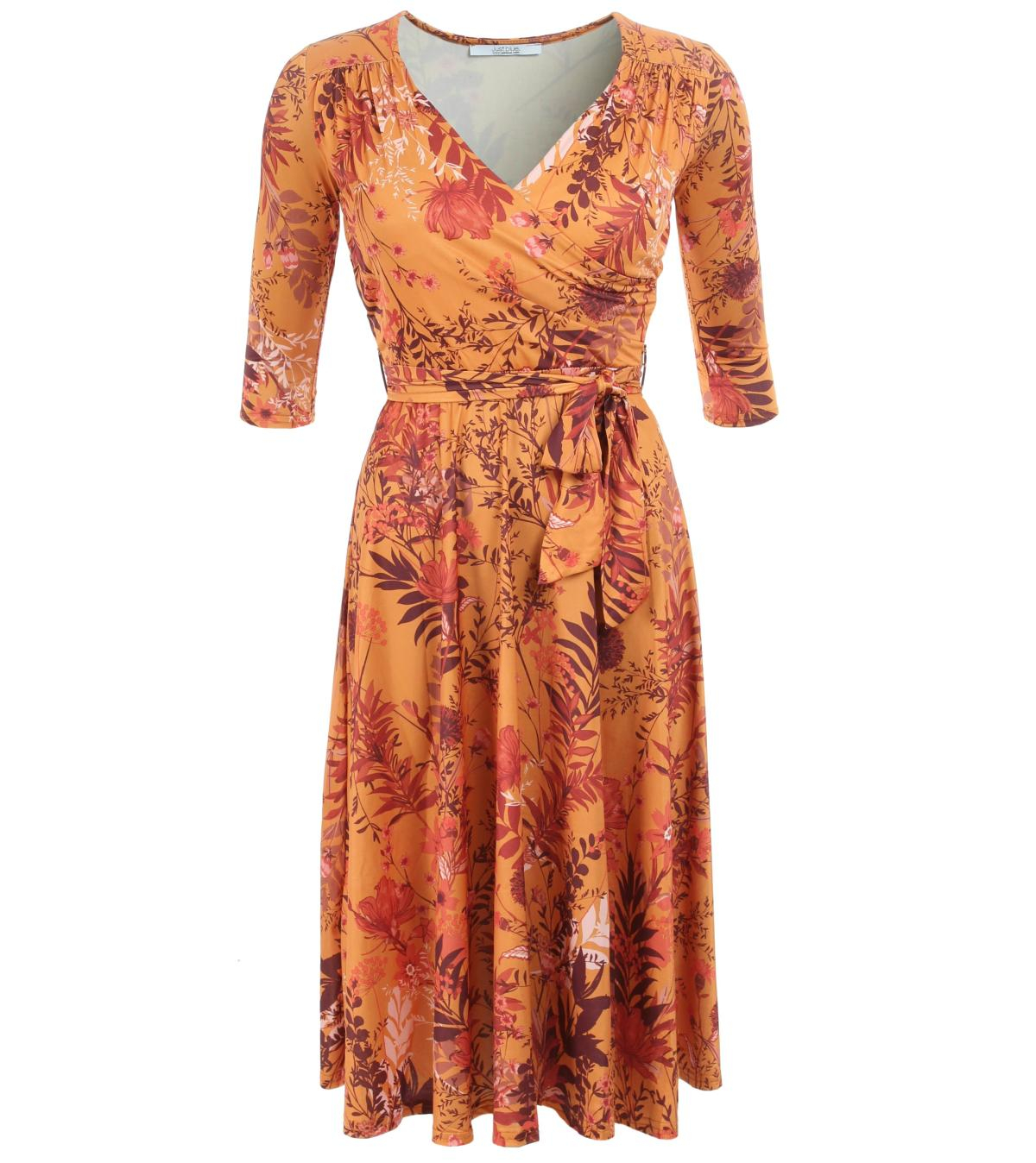 V Neck Belted Midi Dress