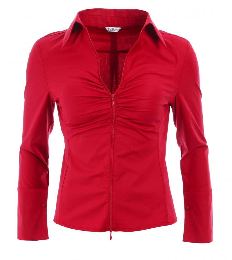 Dark Red Zip Up Fitted Stretchy Shirt