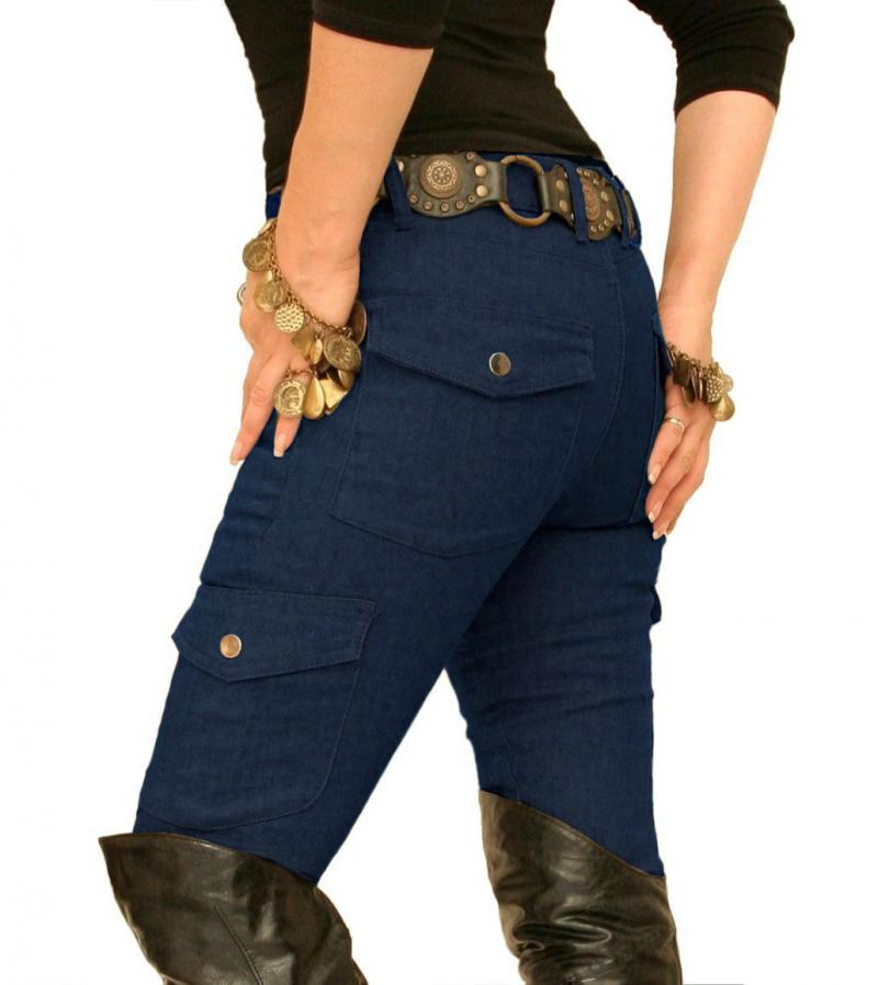 Denim Blue Skinny Combat Stretchy Trousers