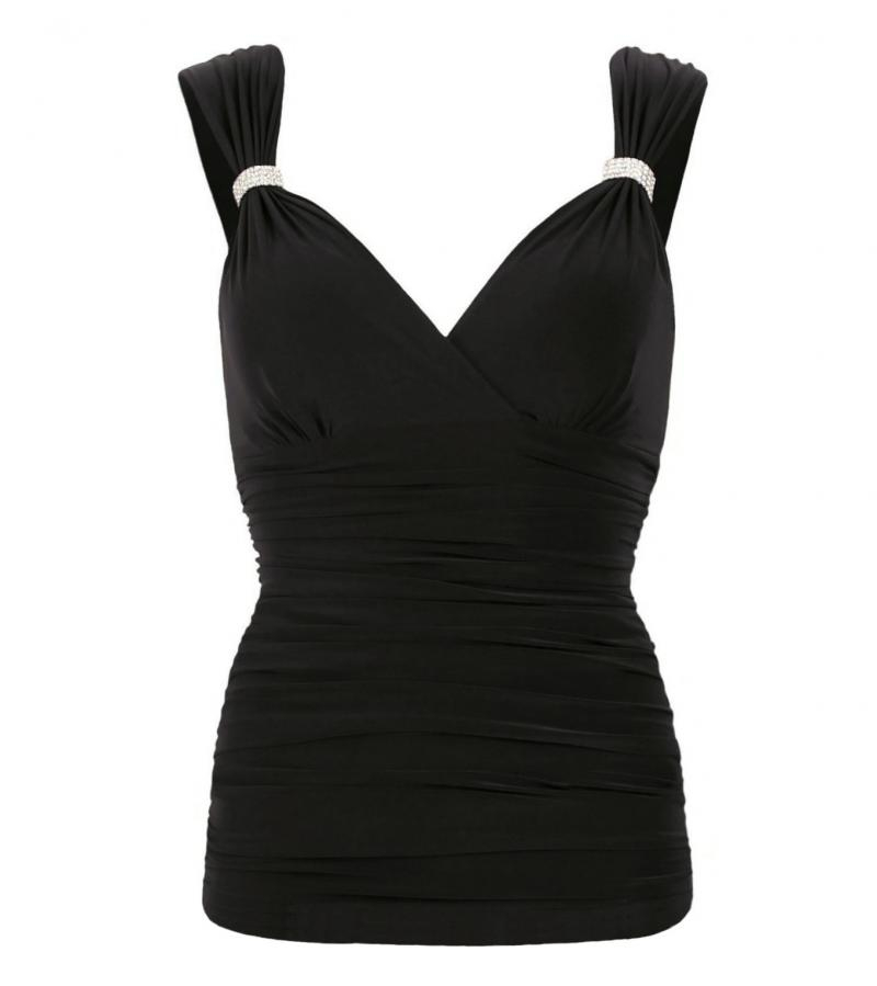 Black Crystal Diamante Top