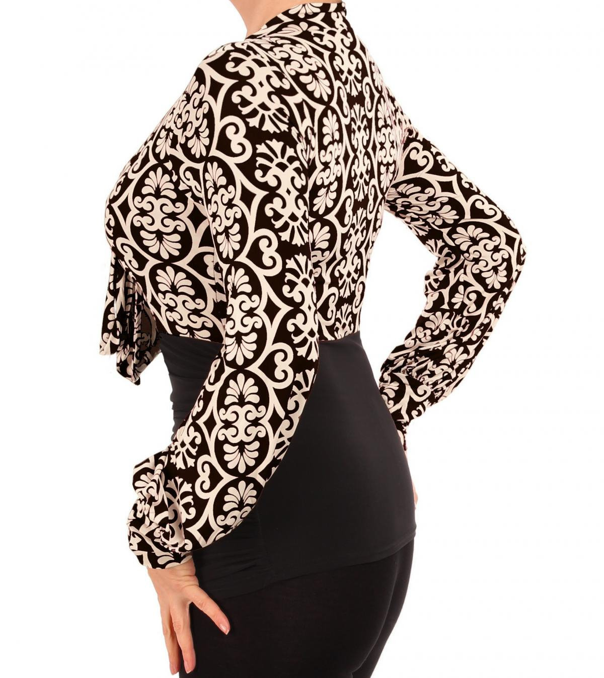 Black and Ivory Pussy Bow Top