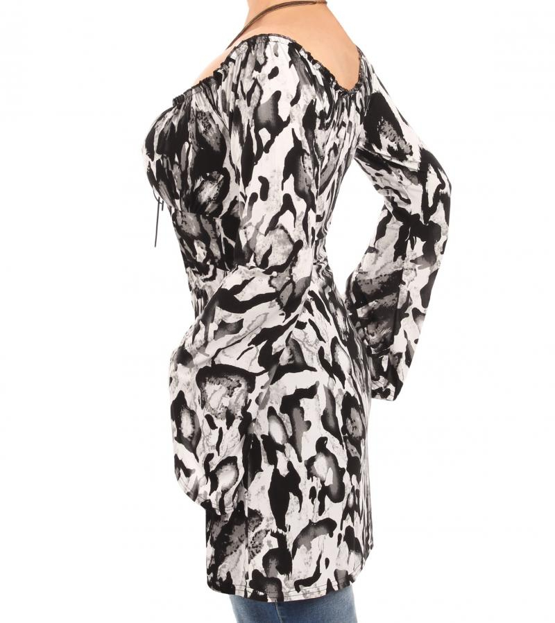 Black and White off the Shoulder Bell Sleeve Top