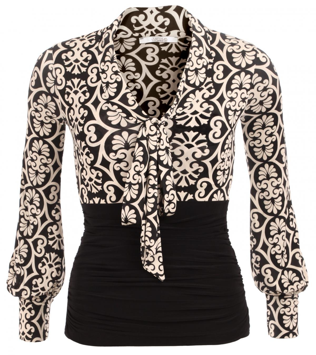 Black and Ivory Pussy Bow Top