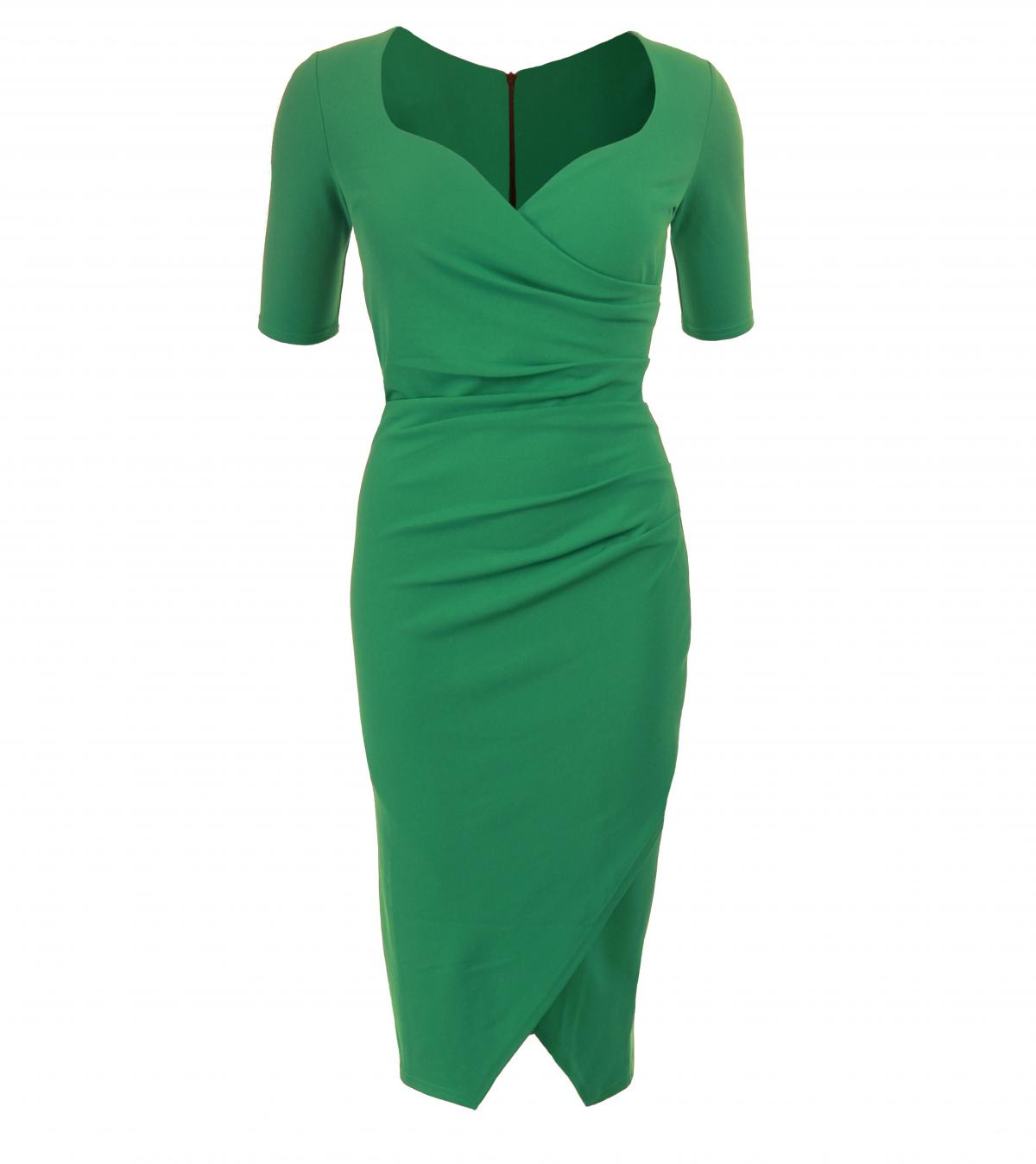 Emerald Green Sweetheart Neckline Midi Dress